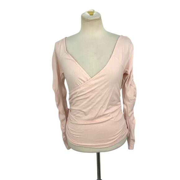 Open Edit Off The Shoulder Ruched Long Sleeve Top Pink Size Medium NWOT - Picture 2 of 8